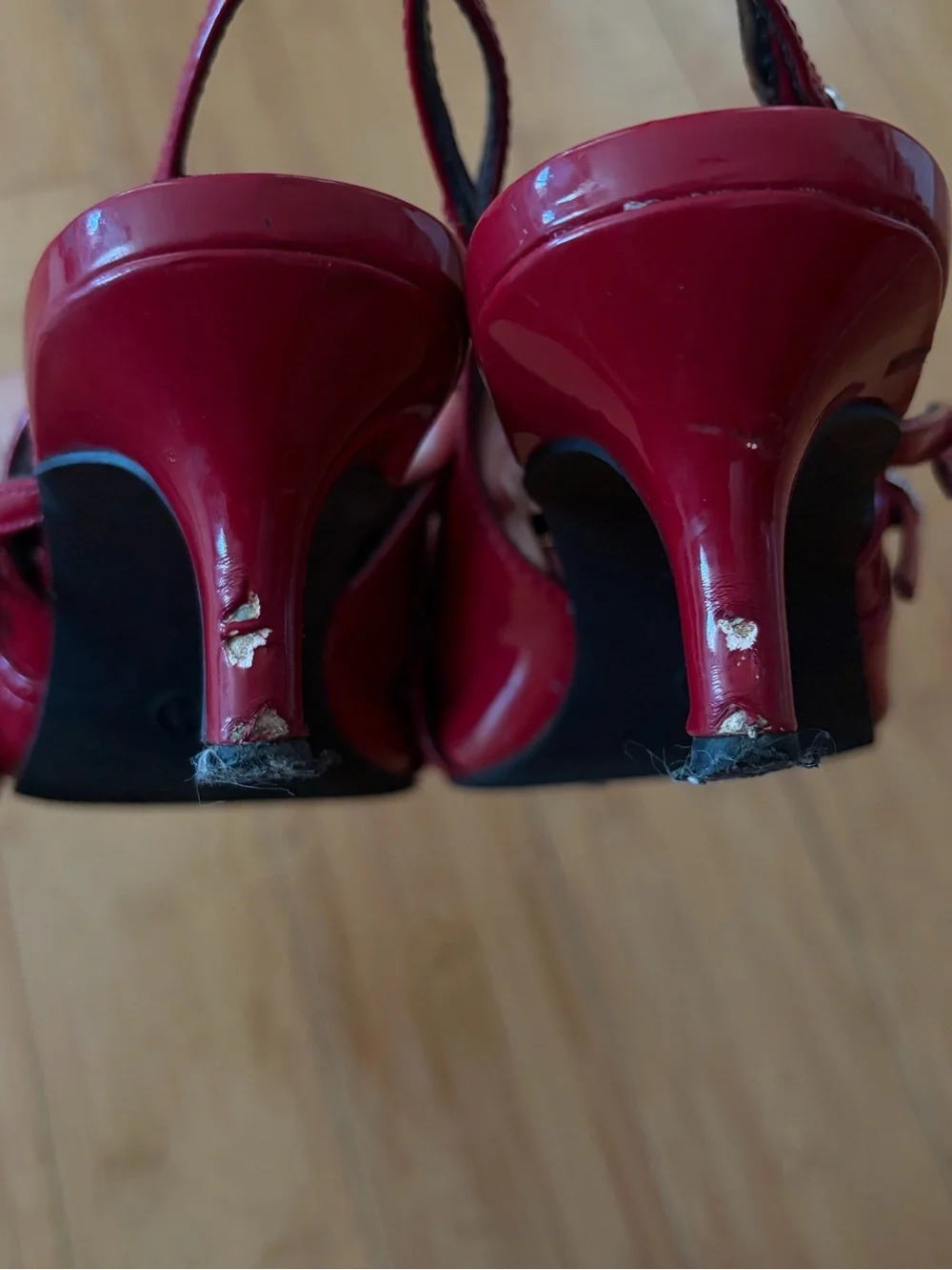 Red Patent Slingback Kitten Heel Pumps
